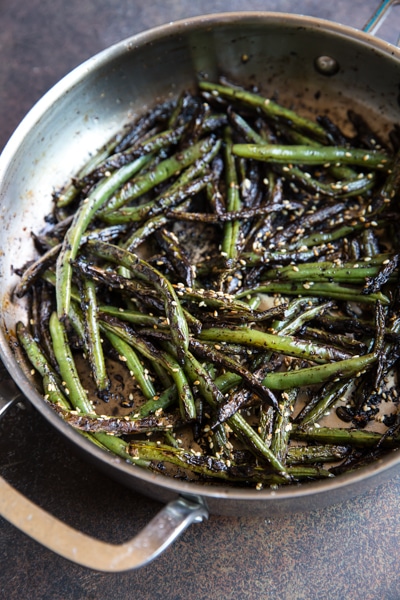 Thanksgiving brisket side dishes - pomegranate blistered green beans