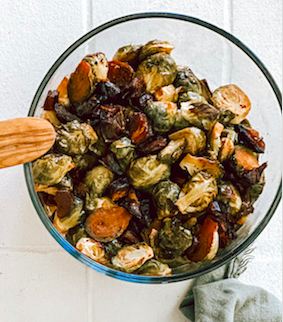 Thanksgiving brisket side dishes - roasted Brussels sprouts and dates