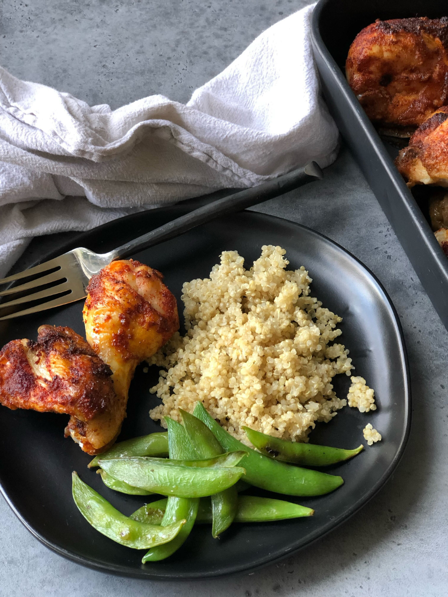 Spice Roasted Chicken Rub With Quinoa And Snap Peas